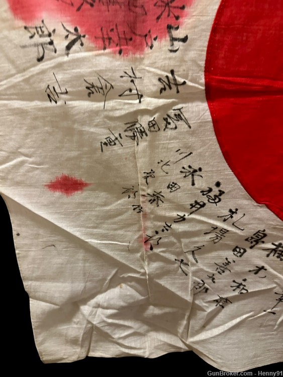 WWII Japanese Meatball Flag Hinomaru Signed Kanji Good Luck Farewell Army-img-6