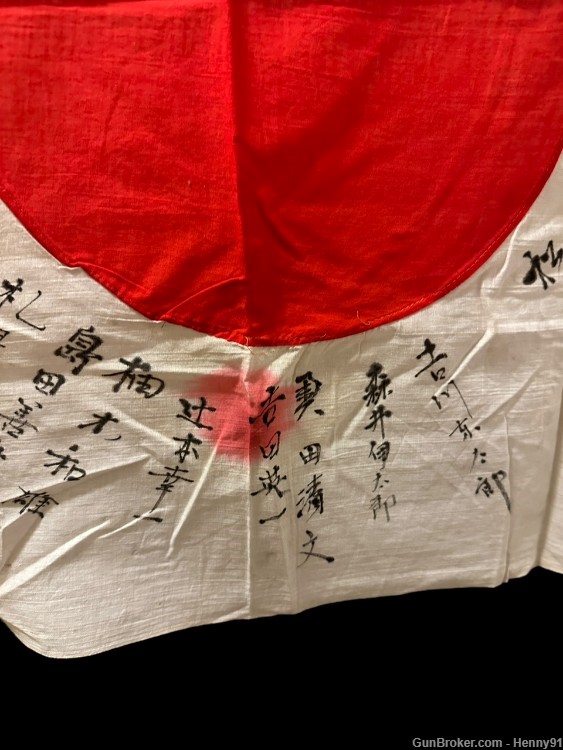 WWII Japanese Meatball Flag Hinomaru Signed Kanji Good Luck Farewell Army-img-7