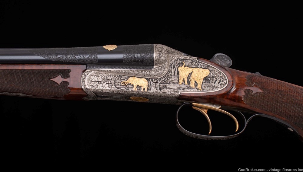 FRANZ SODIA DOUBLE RIFLE – .458 WIN, 9 GOLD INLAYS, WOW!-img-0