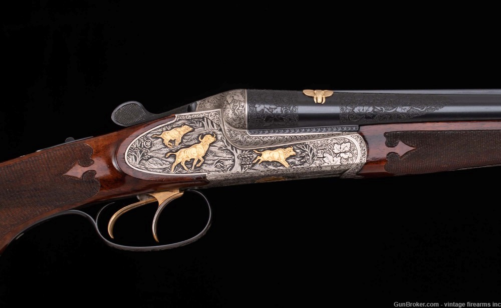 FRANZ SODIA DOUBLE RIFLE – .458 WIN, 10 GOLD INLAYS, WOW!-img-3