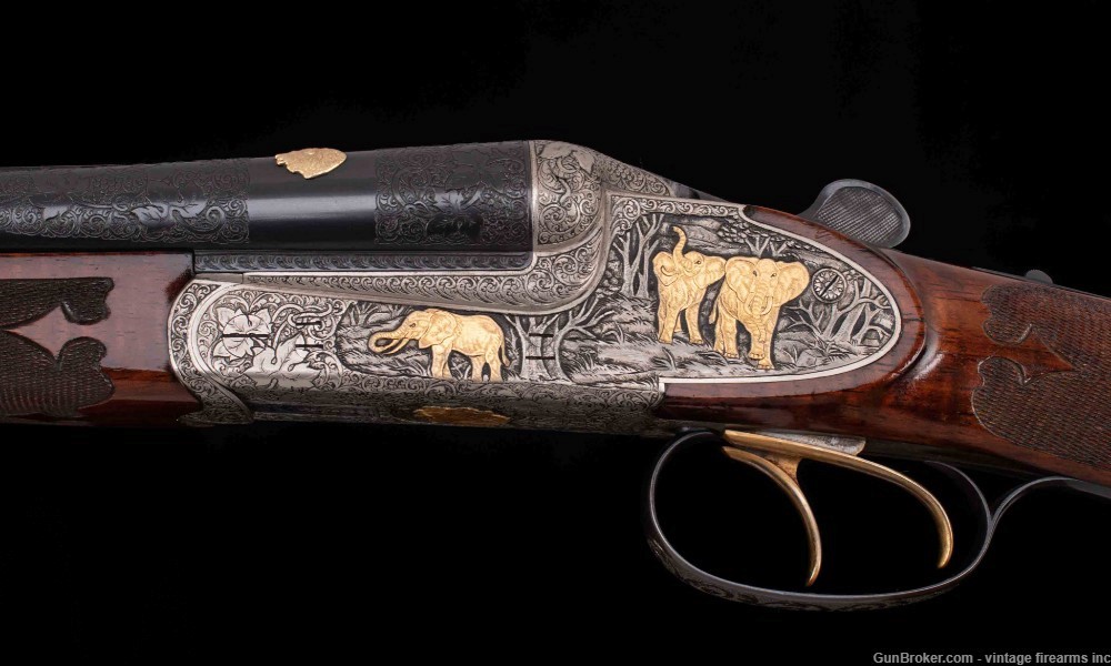 FRANZ SODIA DOUBLE RIFLE – .458 WIN, 9 GOLD INLAYS, WOW!-img-1