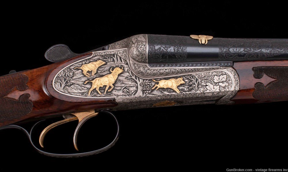 FRANZ SODIA DOUBLE RIFLE – .458 WIN, 9 GOLD INLAYS, WOW!-img-4