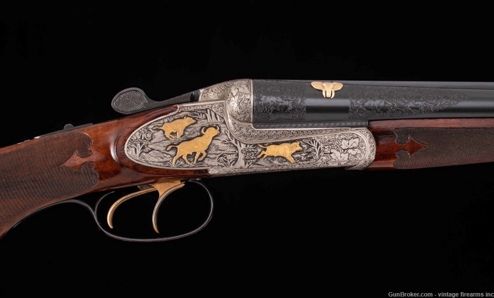 FRANZ SODIA DOUBLE RIFLE – .458 WIN, 10 GOLD INLAYS, WOW!-img-14