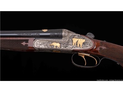 FRANZ SODIA DOUBLE RIFLE – .458 WIN, 10 GOLD INLAYS, WOW!