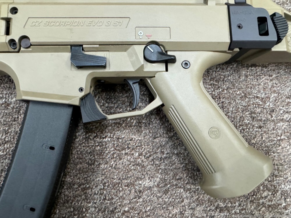 CZ Scorpion EVO 3 S1 9mm Pistol w/Brace, HB Industries 7-Mags FDE-img-12