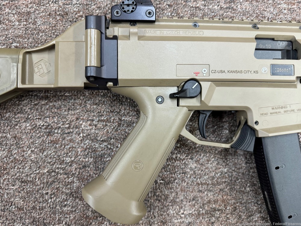CZ Scorpion EVO 3 S1 9mm Pistol w/Brace, HB Industries 7-Mags FDE-img-2