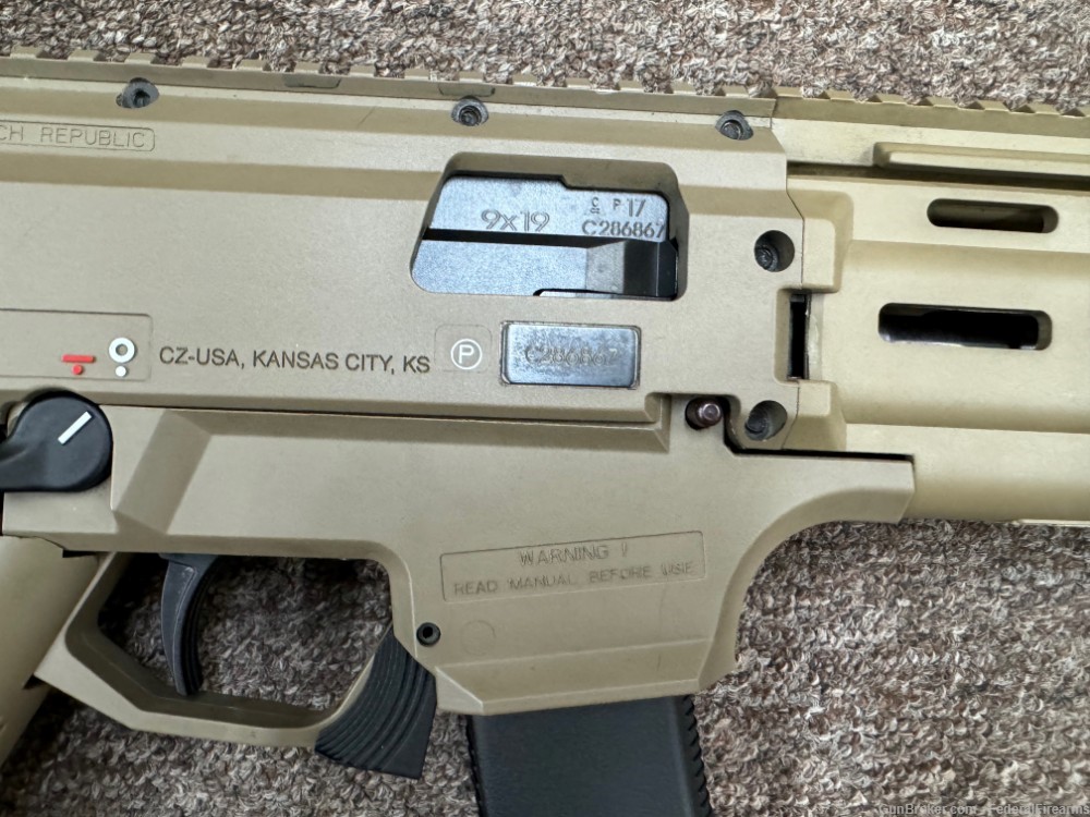 CZ Scorpion EVO 3 S1 9mm Pistol w/Brace, HB Industries 7-Mags FDE-img-4