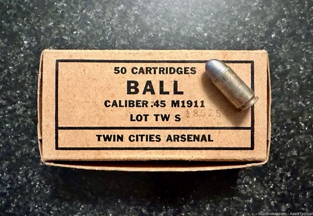 Twin Cities Arsenal M1911 .45ACP Ball vintage military ammo 1956-img-2