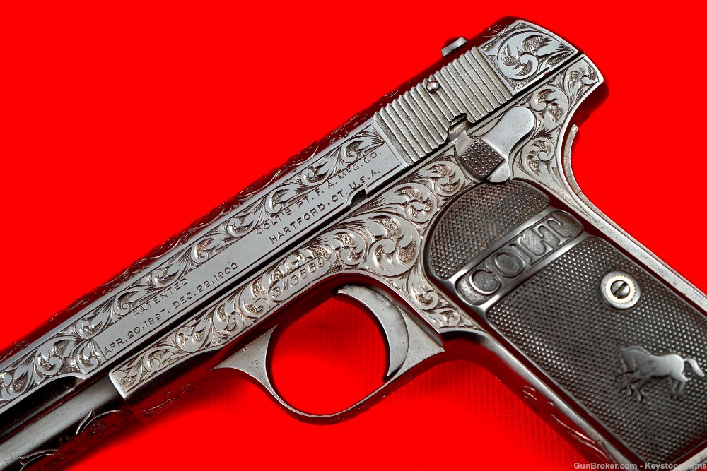 Beautiful Pre-War 1920 Colt M1903 Pocket Hammerless Engraved-img-3