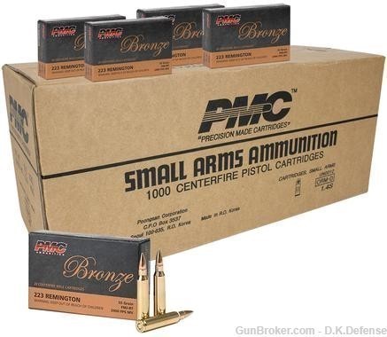 1000 Round Case PMC Bronze .223 Rem 55 gr FMJ 2900 fps PM223AC-img-0