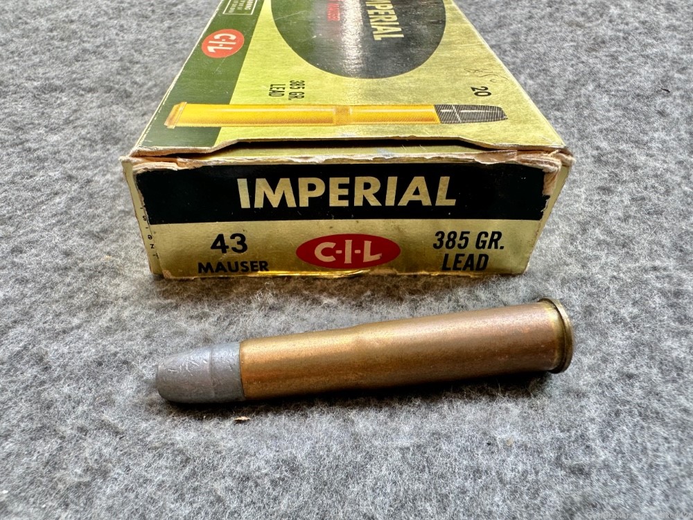 Box of Imperial 43 Mauser Ammo-385 GR Lead-Gewehr 71 & 84 Ammunition-img-0