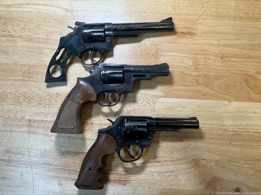 3 Revolvers Gunsmith Special 2 Taurus .38 One High Standard .357 Sentinel-img-0