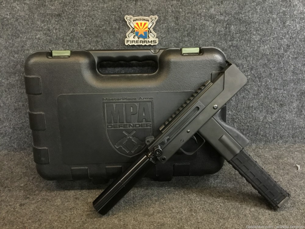 Masterpiece Arms Defender Pistol 9mm. w/ case, 1x30r Mag, False Supressor-img-0