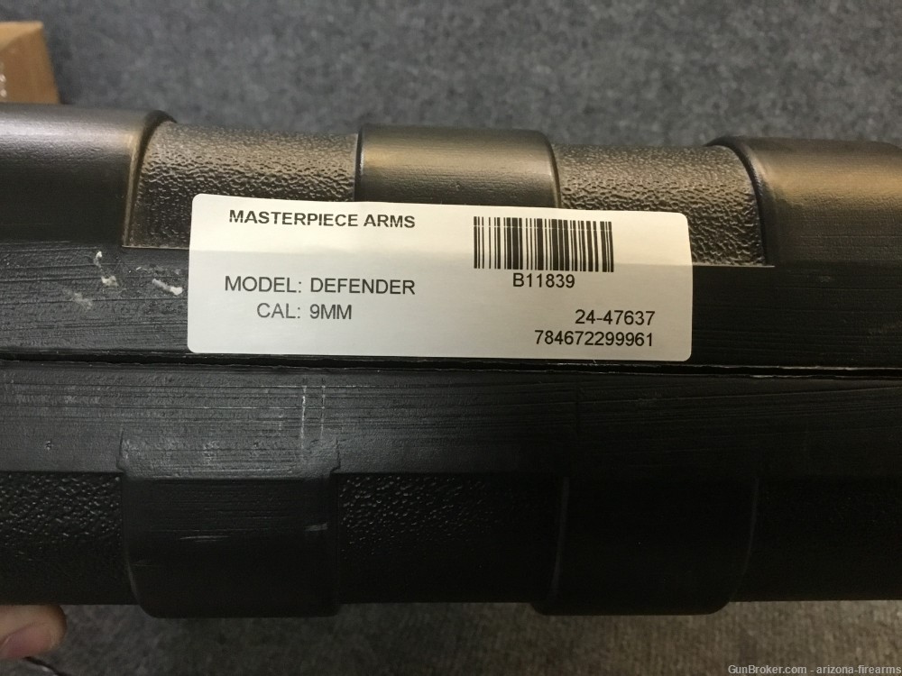 Masterpiece Arms Defender Pistol 9mm. w/ case, 1x30r Mag, False Supressor-img-7