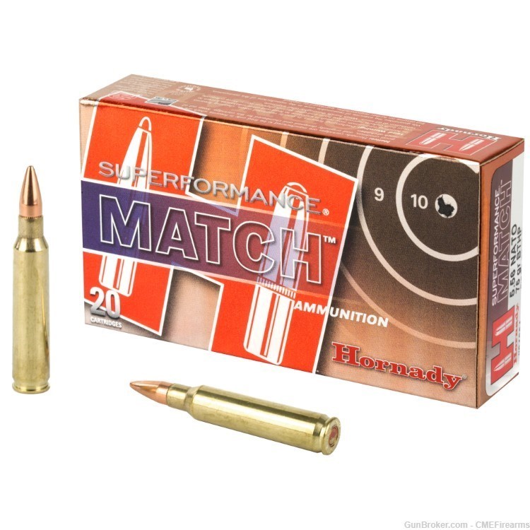 Hornady Superformance Match 75 Grain HPBT Brass 5.56 20Rds-img-0