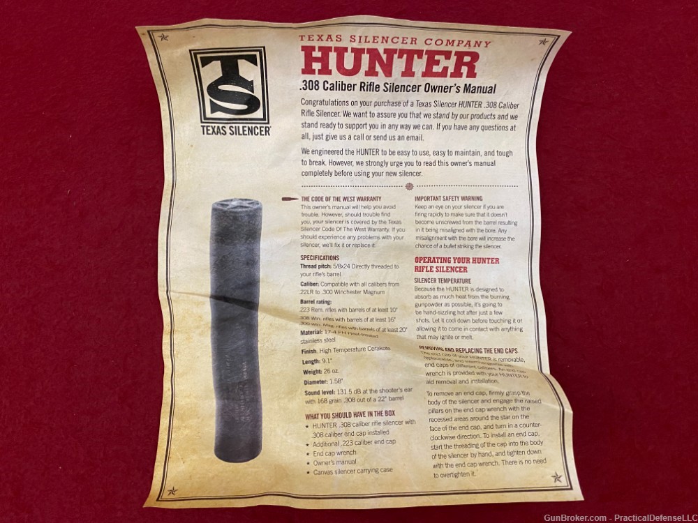 New Texas Silencer Hunter 300 mag Direct Thread 5/8x24 Silencer, wooden box-img-26