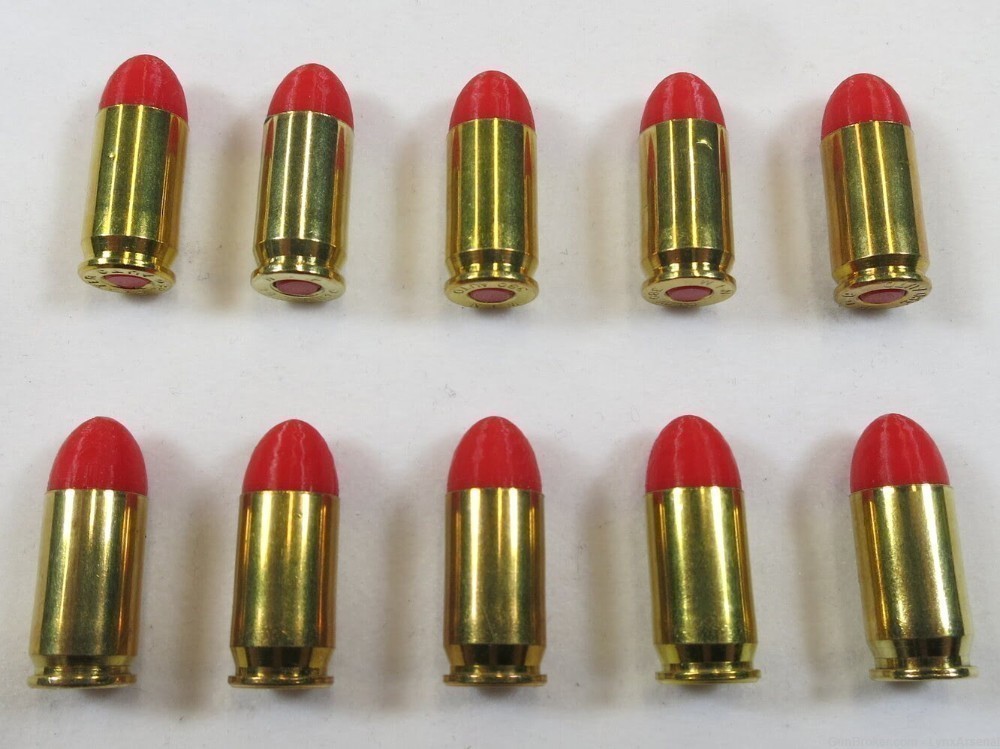 380 ACP Brass Snap caps / Dummy Training Rounds - Set of 10 - Red-img-2