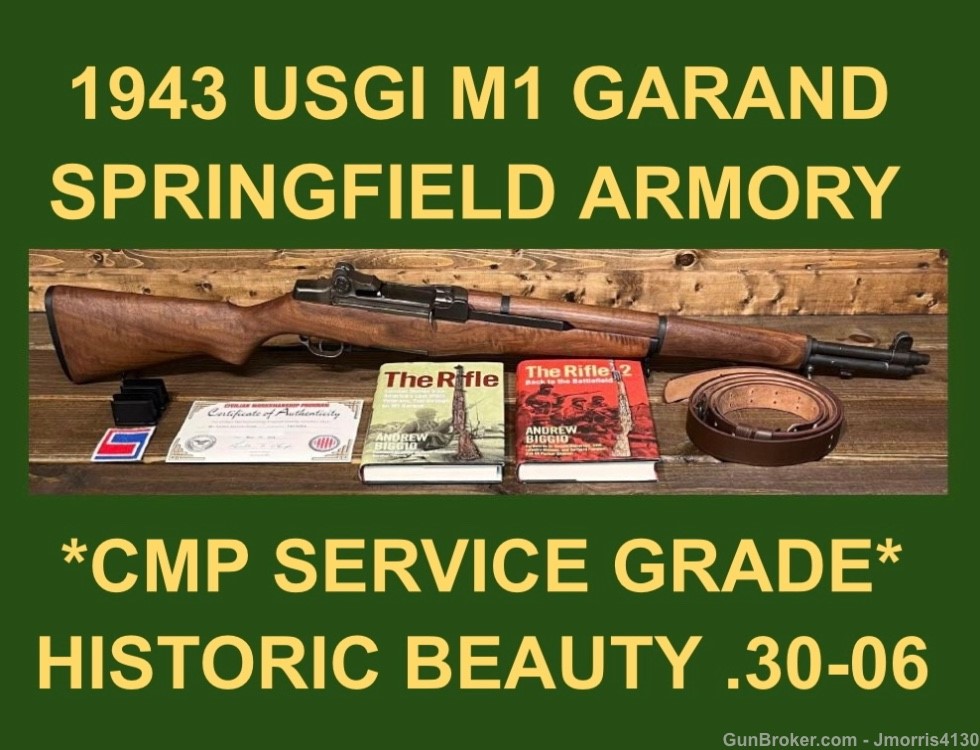M1 GARAND 1943 SPRINGFIELD CMP SERVICE GRADE BEAUTIFUL GARAND RIFLE WW2 -img-0