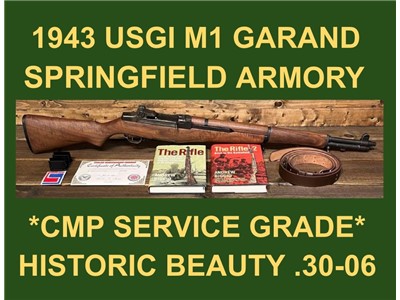 M1 GARAND 1943 SPRINGFIELD CMP SERVICE GRADE BEAUTIFUL GARAND RIFLE WW2 