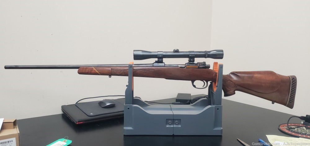 Mauser 98 8mm Good Condition, Carved Wood Stock with Scope-img-0