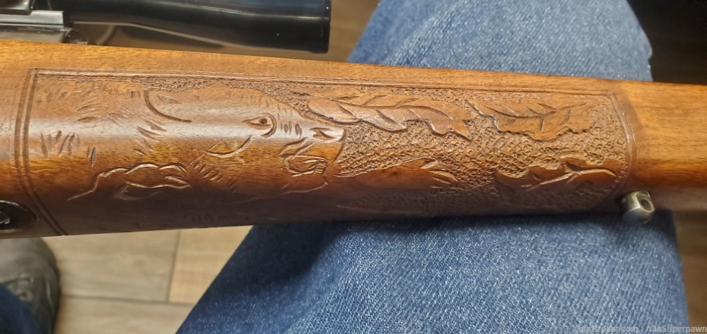 Mauser 98 8mm Good Condition, Carved Wood Stock with Scope-img-7