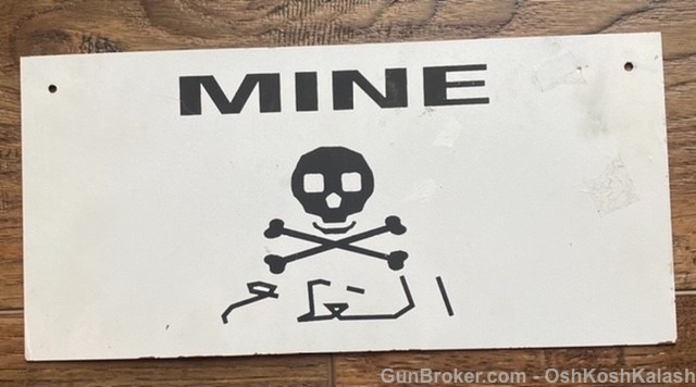 Metal Mine Sign Skull and Cross Bones Kuwait Military Collectible-img-0