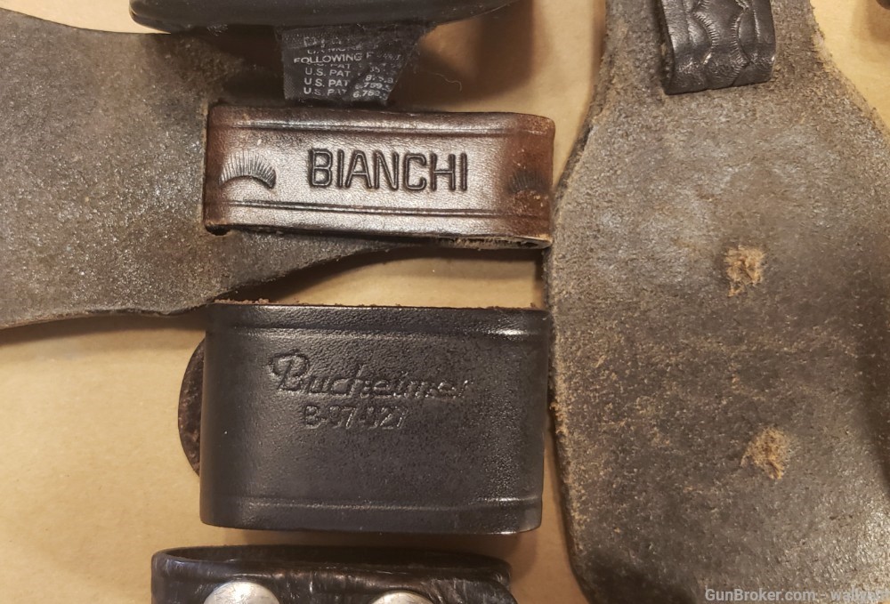 Leather Duty Belt Keepers vintage Bianchi Bucheimer tooled snaps assortment-img-5