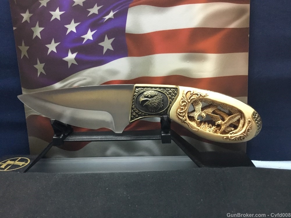 Fixed Blade OVL 9" Heavy Beautiful Eagle Wildlife Collection New W/Sheath-img-1