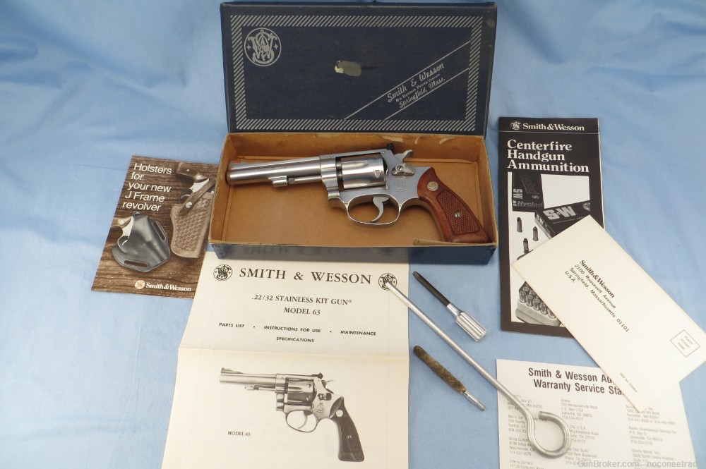 Smith & Wesson Mod 63 Stainless 22/32 Kit Gun .22 LR in Box w Tools + Paper-img-0