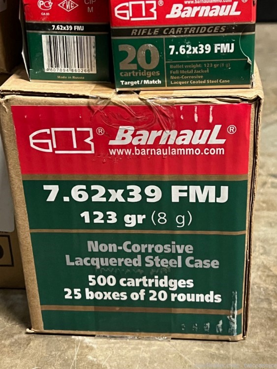 Barnaul 7.62 x 39 Steel Case FMJ 500 Rounds Sealed Case-img-0