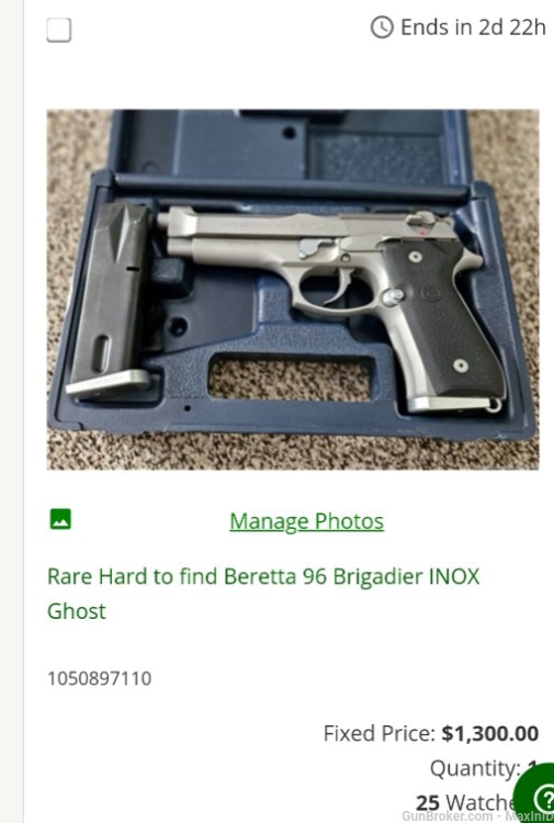 Rare Hard to find Beretta 96 Brigadier INOX Ghost-img-0