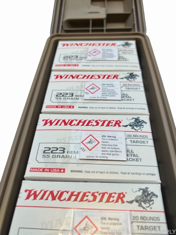 WINCHESTER 223 REM -AMMO CAN - FMJ 55 GR - 520 ROUNDS - PREMIUM AMMO-img-1