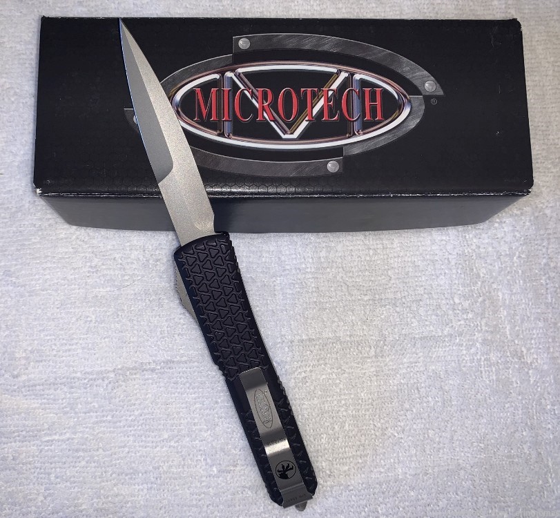 Microtech 120-7 Ultratech Tri-grip Bayonet OTF Auto Knife Bead Blast-img-0