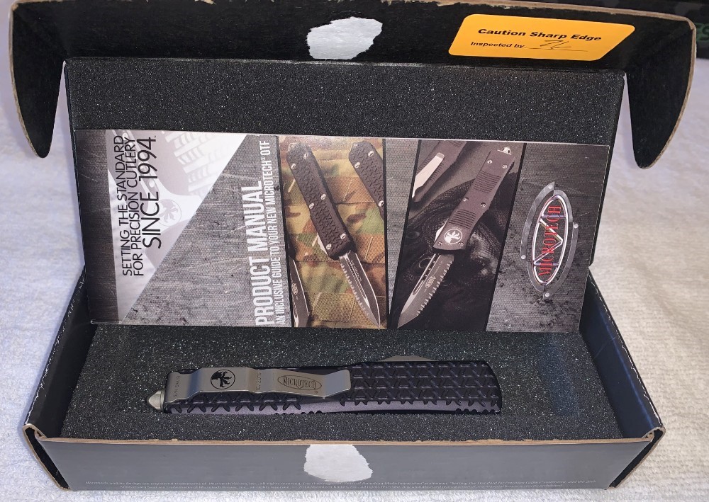 Microtech 120-7 Ultratech Tri-grip Bayonet OTF Auto Knife Bead Blast-img-1