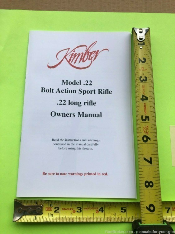 KIMBER MODEL .22 BOLT ACTION SPORT LONG RIFLE OWNERS MANUAL, 21 PAGES (668)-img-1