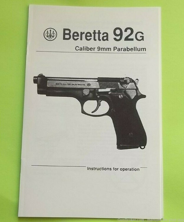 BERETTA 92G CALIBER 9MM PARABELLUM PISTOL OWNERS MANUAL, 29 PAGES (665)-img-0