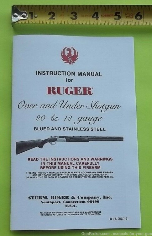 RUGER OVER AND UNDER SHOTGUN 20 & 12 GAUGE OWNER MANUAL (557)-img-1