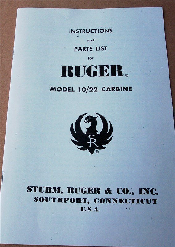 1964 RUGER MO 10/22 RIFLE MANUAL & PARTS LIST (319)-img-0