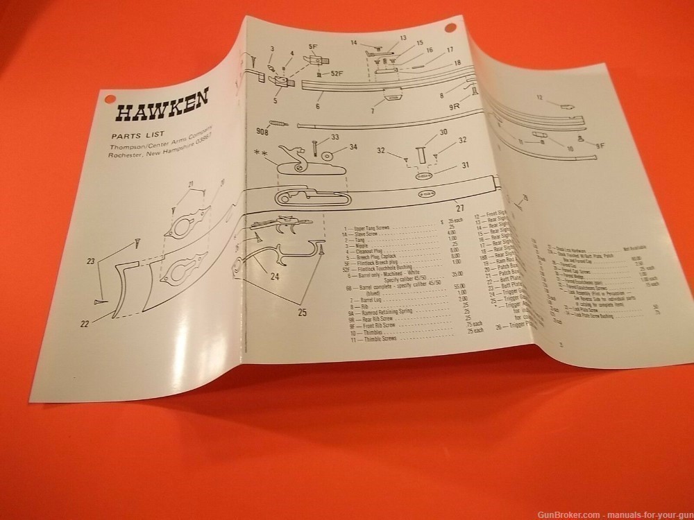 HAWKEN Rifle Double Set Trigger Parts List Manual  (144)-img-1