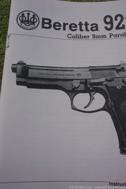 BERETTA 92 FS 9MM CALIBER PISTOL INSTRUCTION OWNER'S MANUAL (7)-img-0