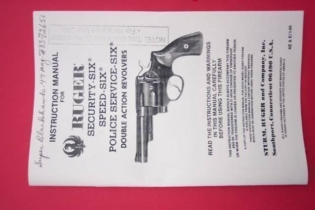 1986 RUGER SECURITY 6 REVOLVER INSTRUCTIONS (4)-img-0