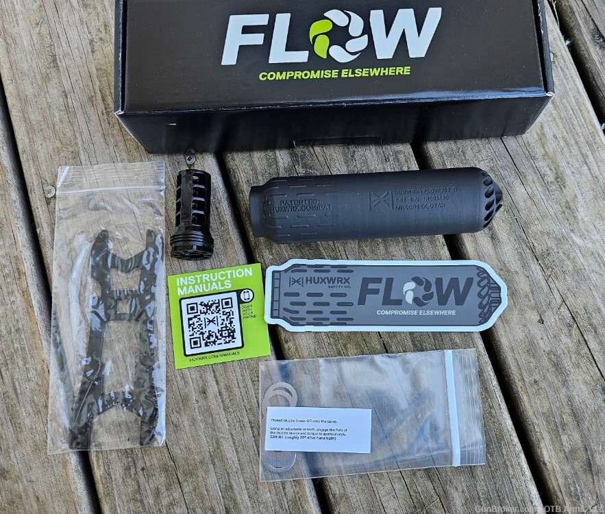 HUXWRX FLOW 762 TI Flow though low back pressure muzzle device included -img-0