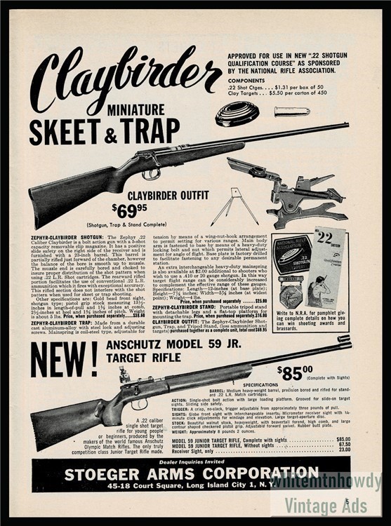 1959 STOEGER Claybirder Mini Skeet Trap Anschutz 59 Jr Rifle PRINT AD-img-0