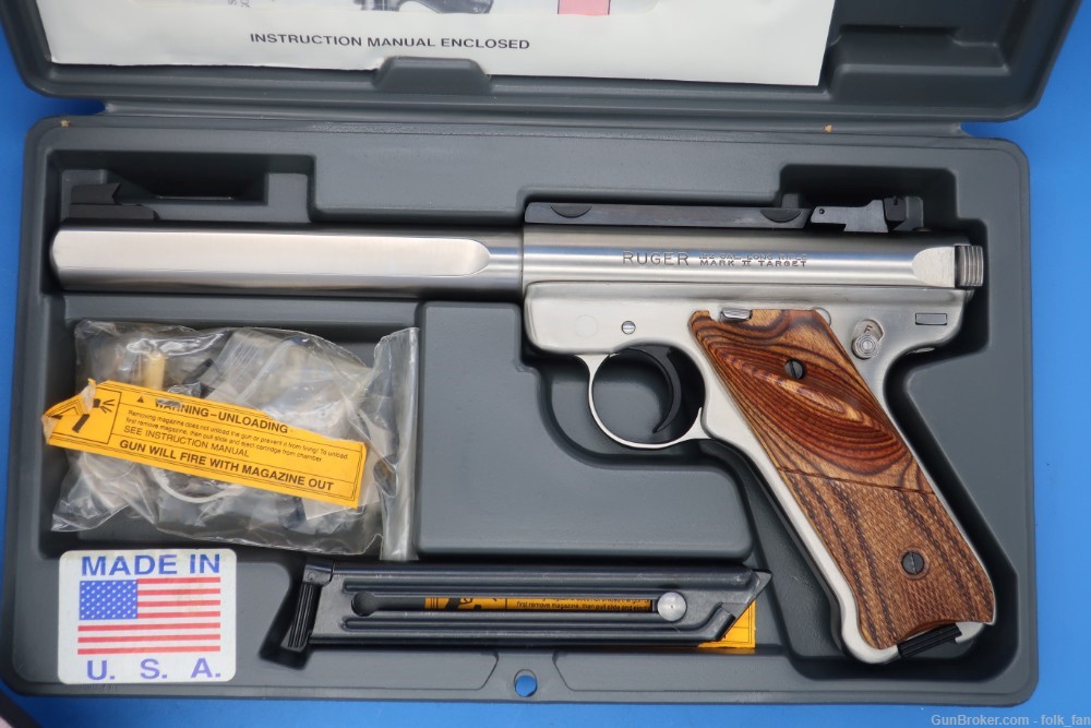 Ruger MKII Competition Target 22LR w/Case, Box, Rings Unfired Mint ca 1993-img-1