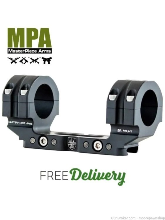 MPA 1-Piece Scope Mount BA 35mm 1.125" 0 Moa, Black Matte, Free Shipping!-img-0