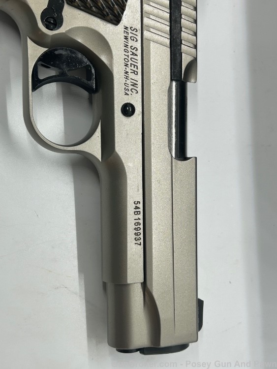 Like New Sig Sauer 1911 Compact Nickel 45 Centerfire Pistol Night Sights -img-12