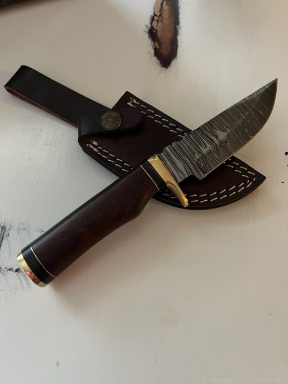 Damascus Fixed Blade Hunting Knife-img-0