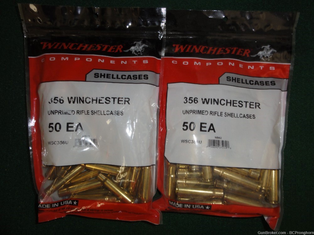 100 Rnds New, Unfired WW Brass for 356 Winchester-img-0