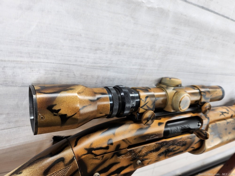 remington 1100 slug gun with wide view 1.5 x4.5 scope old school cool camo -img-6