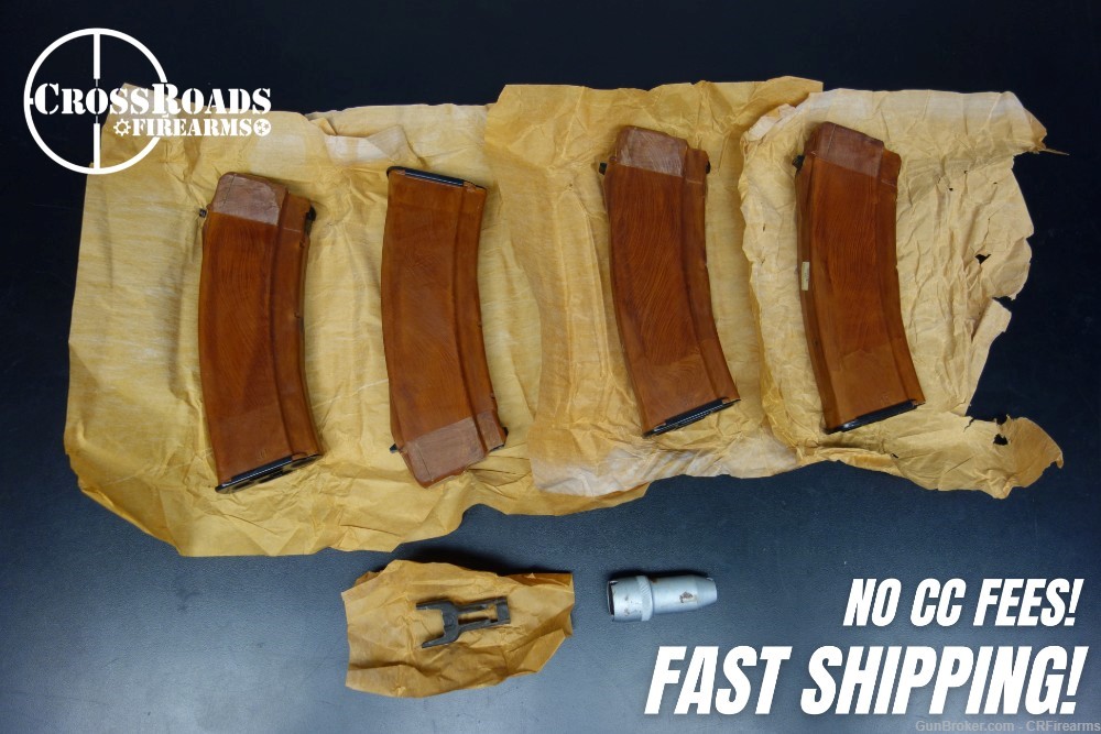 EAST GERMAN BAKELITE AK74 MAGS WITH POUCH SEALED-img-0